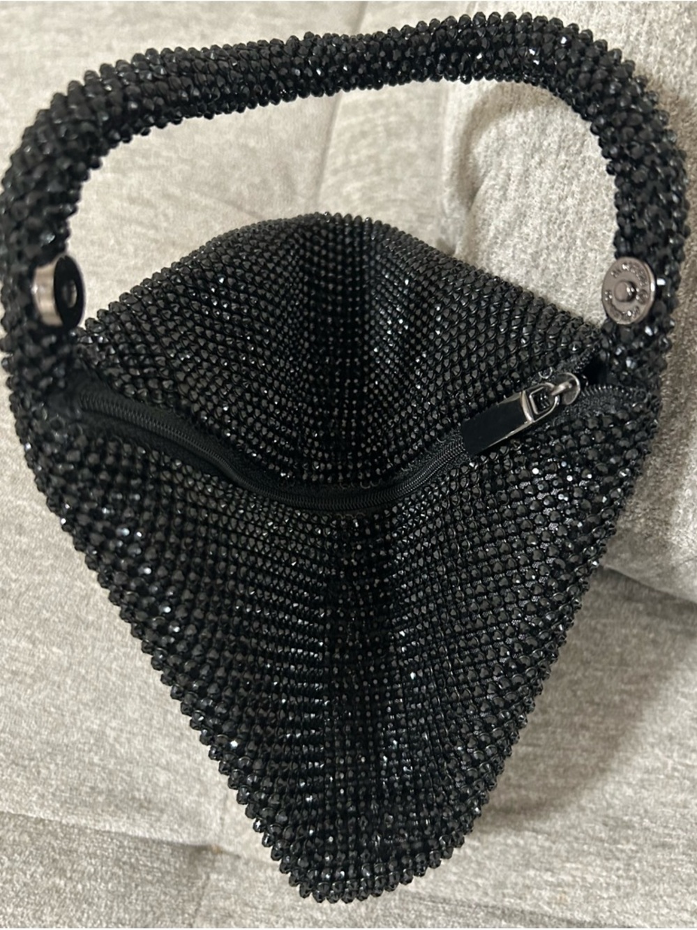 Jessica McClintock Black Beaded Mesh Evening Wristlet - Picture 3 of 8